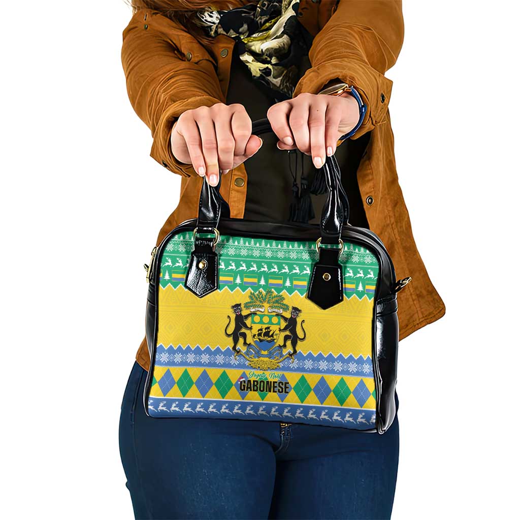 Gabon Christmas Shoulder Handbag Joyeux Noel Coat Of Arms