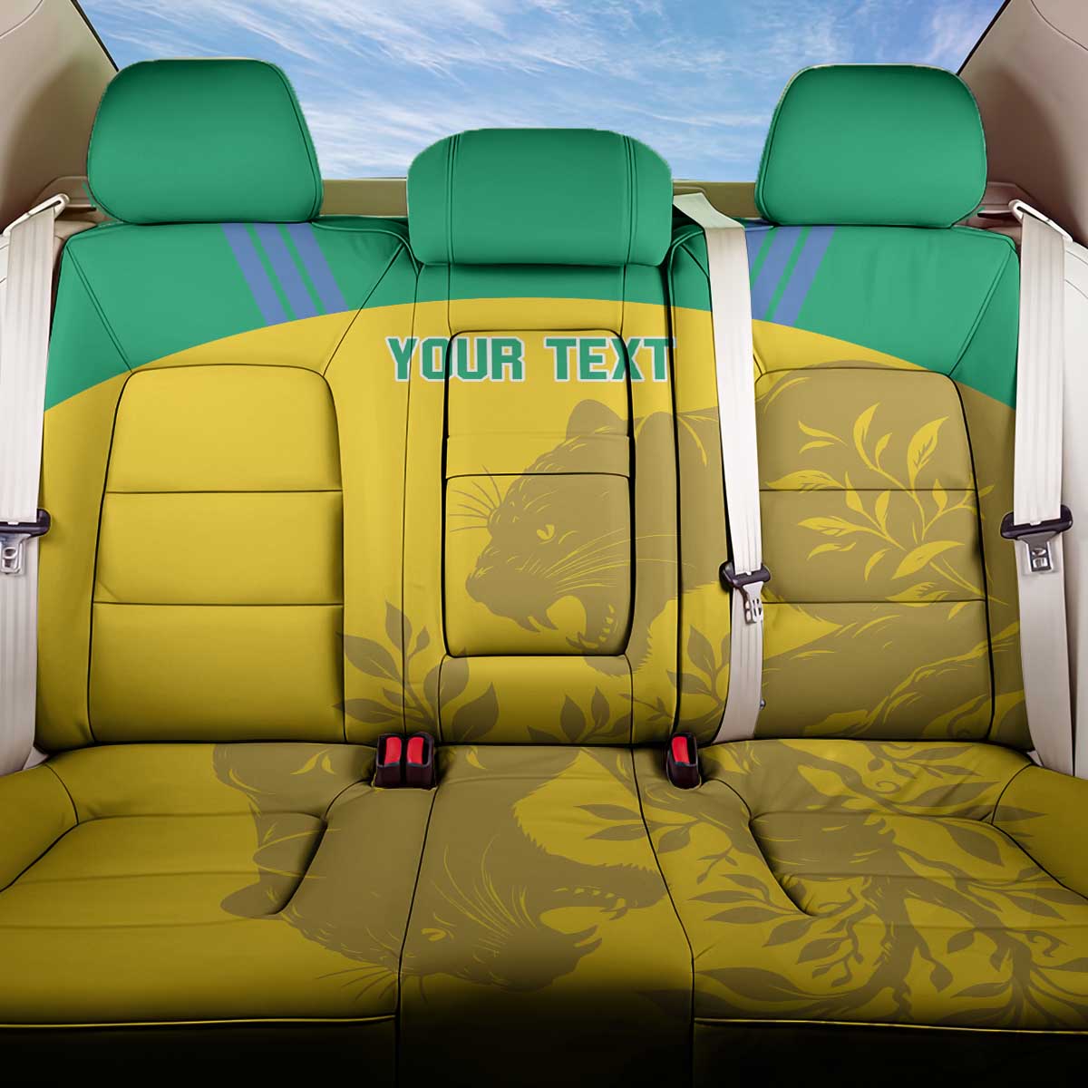 Custom Gabon Football Back Car Seat Cover Allez Les Pantheres - Wonder Print Shop