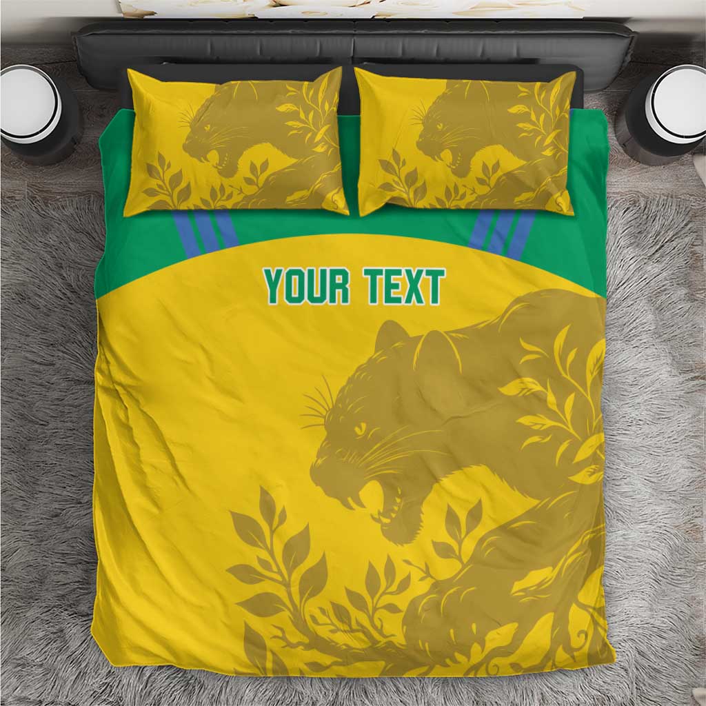 Yellow and green football-themed bedding set with two matching pillowcases