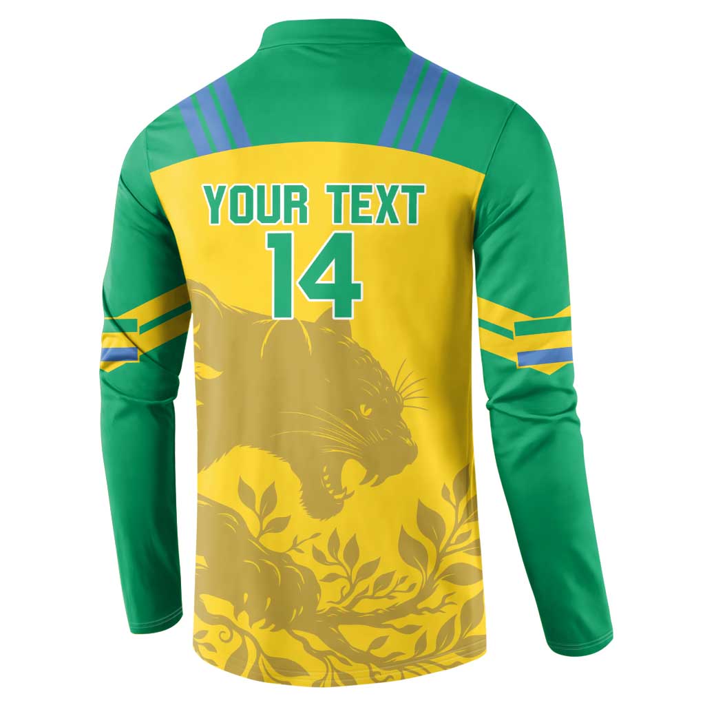 Green and yellow football button sweatshirt with back 'YOUR TEXT' and number 14