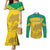 Custom Gabon Football Couples Matching Mermaid Dress and Long Sleeve Button Shirt Allez Les Pantheres