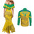 Custom Gabon Football Couples Matching Mermaid Dress and Long Sleeve Button Shirt Allez Les Pantheres