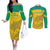 Custom Gabon Football Couples Matching Off The Shoulder Long Sleeve Dress and Long Sleeve Button Shirt Allez Les Pantheres