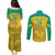 Custom Gabon Football Couples Matching Puletasi and Long Sleeve Button Shirt Allez Les Pantheres - Wonder Print Shop