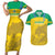 Custom Gabon Football Couples Matching Short Sleeve Bodycon Dress and Hawaiian Shirt Allez Les Pantheres - Wonder Print Shop