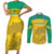 Custom Gabon Football Couples Matching Short Sleeve Bodycon Dress and Long Sleeve Button Shirt Allez Les Pantheres - Wonder Print Shop