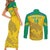 Custom Gabon Football Couples Matching Short Sleeve Bodycon Dress and Long Sleeve Button Shirt Allez Les Pantheres - Wonder Print Shop