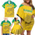 Custom Gabon Football Family Matching Off Shoulder Short Dress and Hawaiian Shirt Allez Les Pantheres - Wonder Print Shop