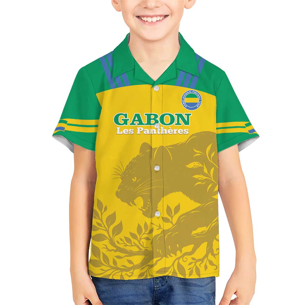 Custom Gabon Football Kid Hawaiian Shirt Allez Les Pantheres - Wonder Print Shop