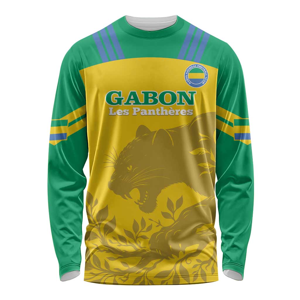 Custom Gabon Football Long Sleeve Shirt Allez Les Pantheres - Wonder Print Shop