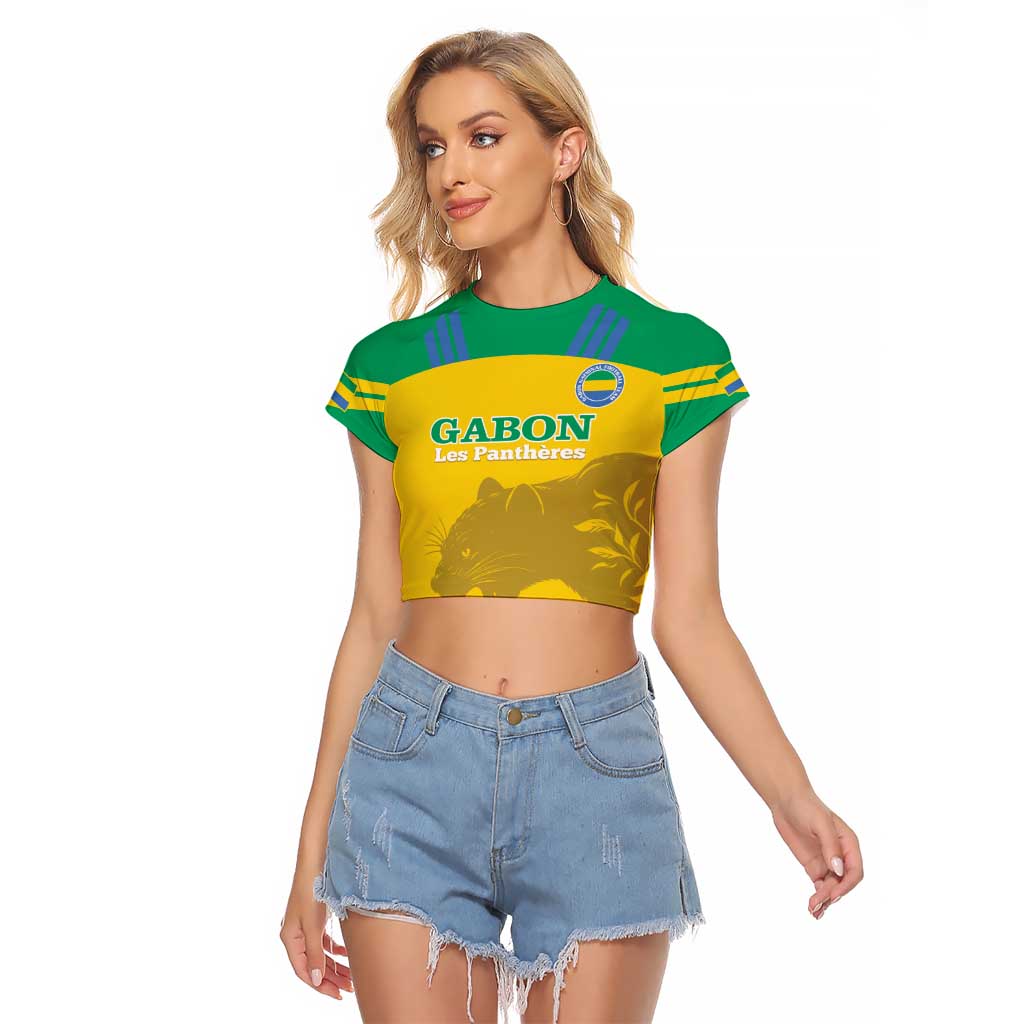 Custom Gabon Football Raglan Cropped T Shirt Allez Les Pantheres - Wonder Print Shop