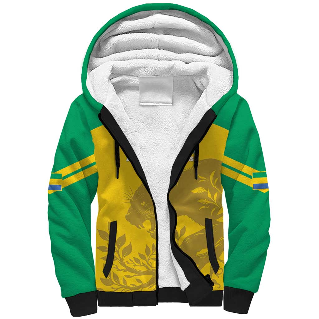 Custom Gabon Football Sherpa Hoodie Allez Les Pantheres - Wonder Print Shop