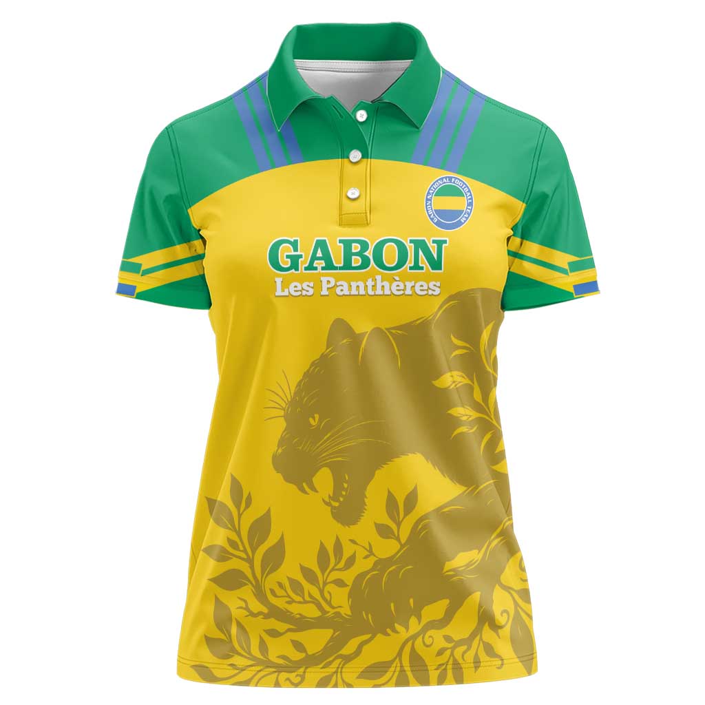 Custom Gabon Football Women Polo Shirt Allez Les Pantheres - Wonder Print Shop