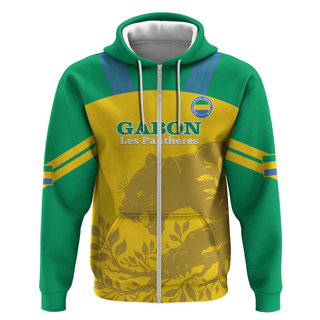 Custom Gabon Football Zip Hoodie Allez Les Pantheres - Wonder Print Shop