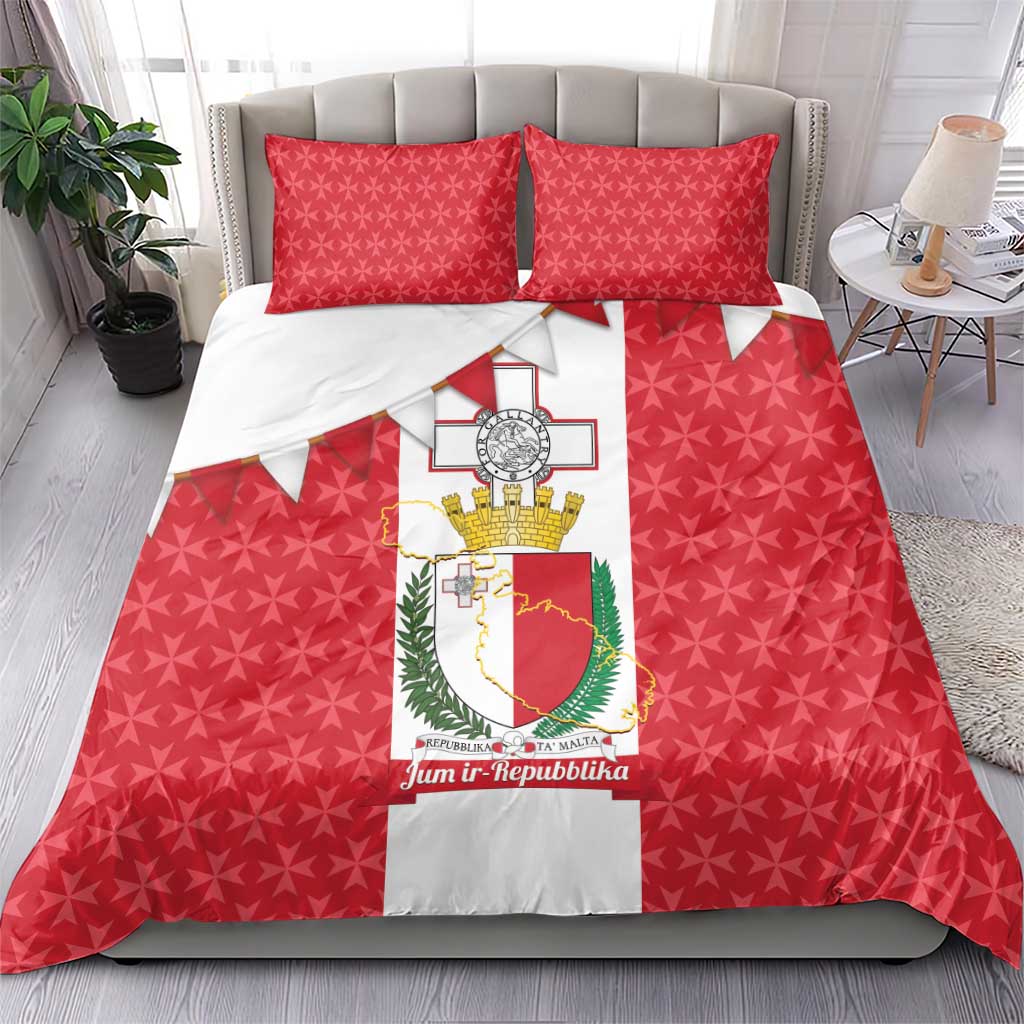 Malta Republic Day Bedding Set Jum ir-Repubblika Maltese Cross - Wonder Print Shop
