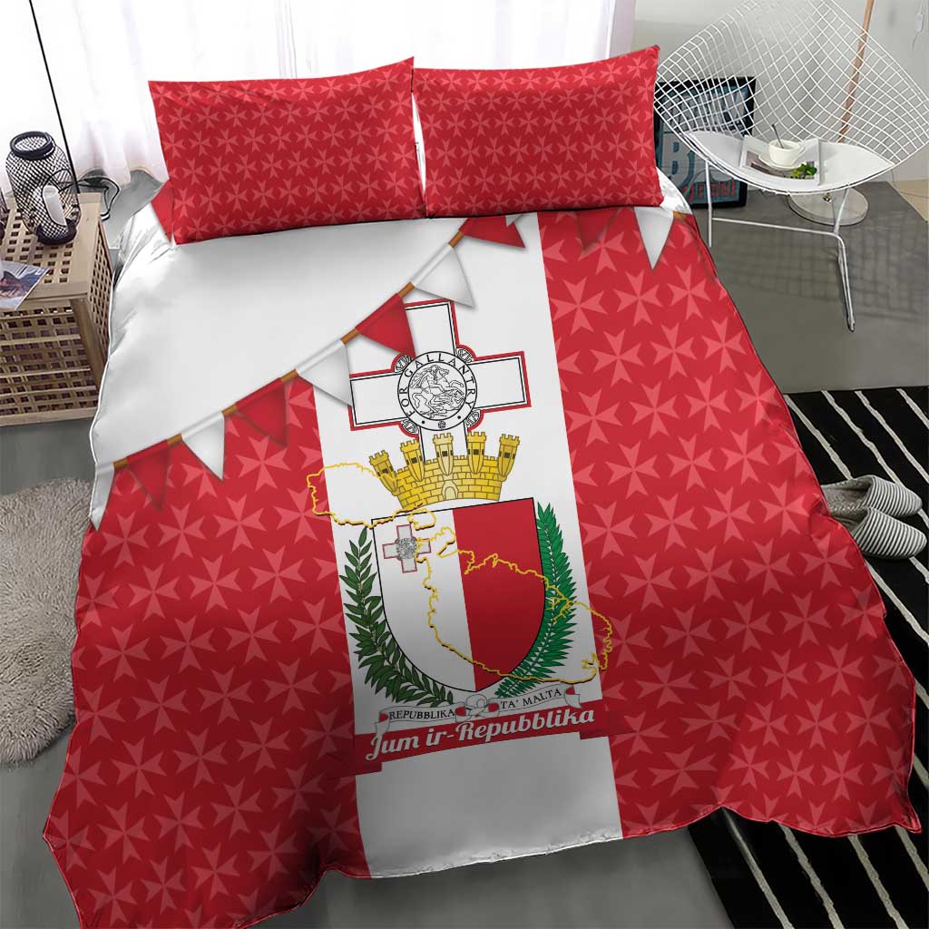 Malta Republic Day Bedding Set Jum ir-Repubblika Maltese Cross - Wonder Print Shop