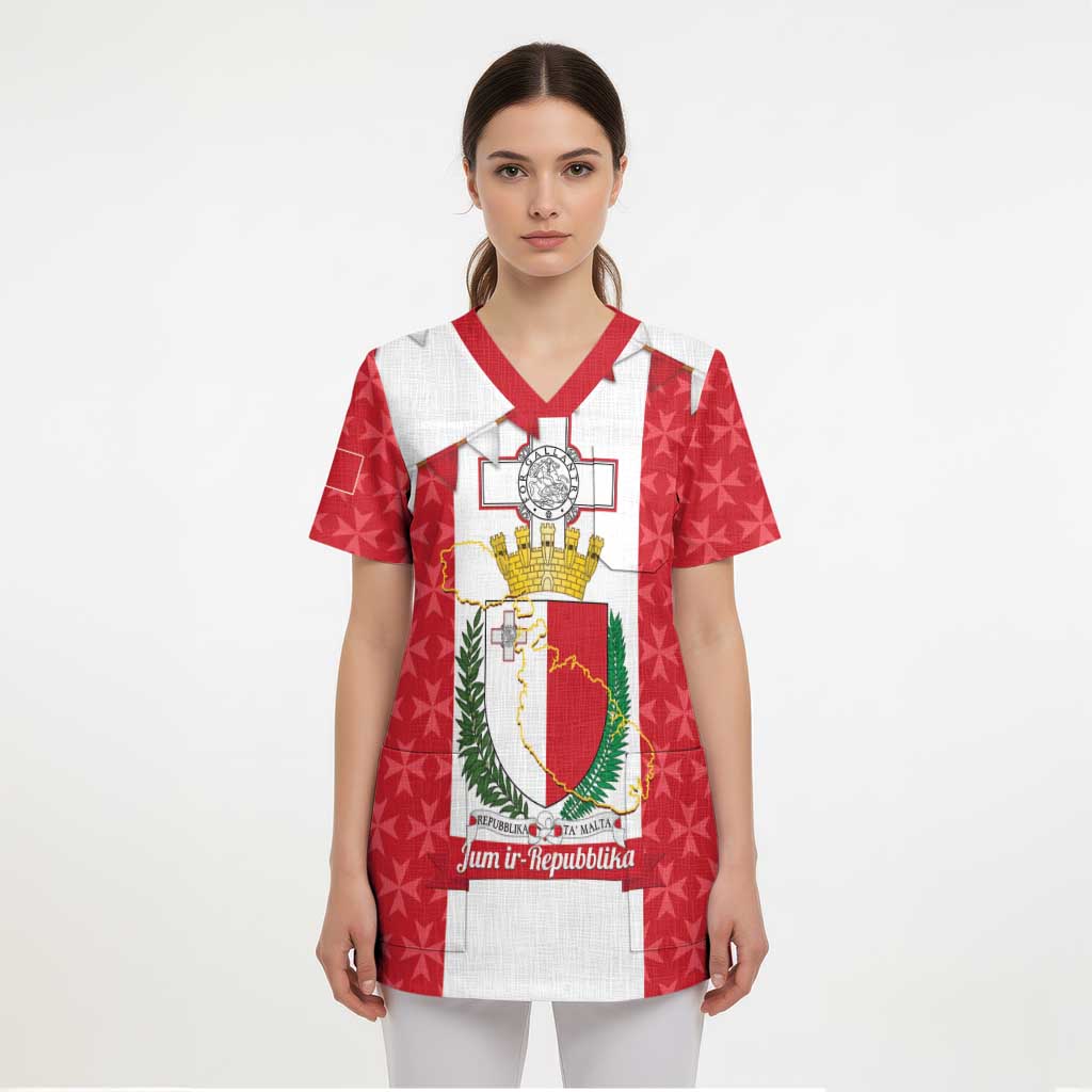 Malta Republic Day Scrub Top Jum ir-Repubblika Maltese Cross - Wonder Print Shop