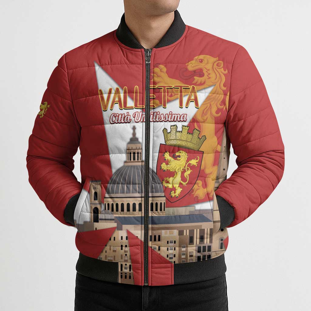 Valletta Malta Bomber Puffer Jacket Maltese Cross Citta Umilissima - Wonder Print Shop