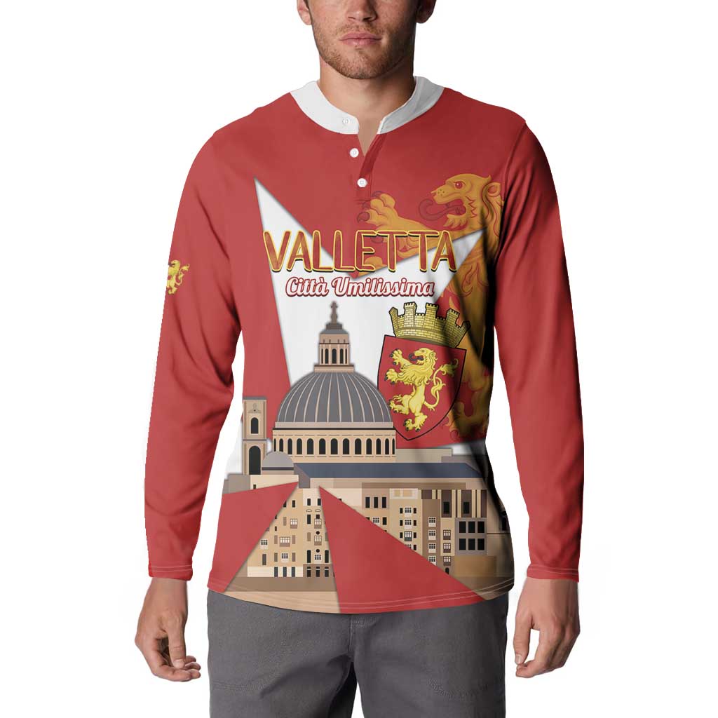 Valletta Malta Button Sweatshirt Maltese Cross Citta Umilissima - Wonder Print Shop