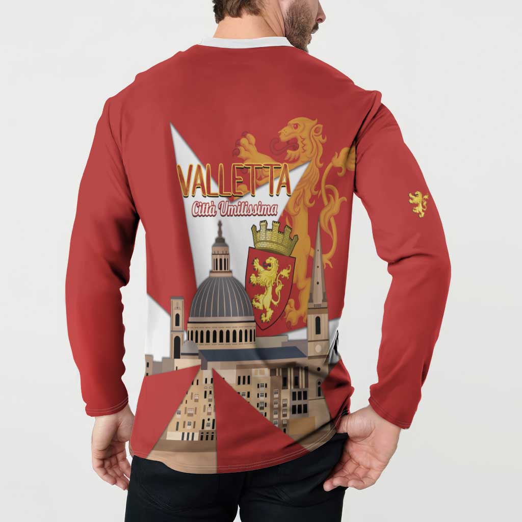Valletta Malta Button Sweatshirt Maltese Cross Citta Umilissima - Wonder Print Shop