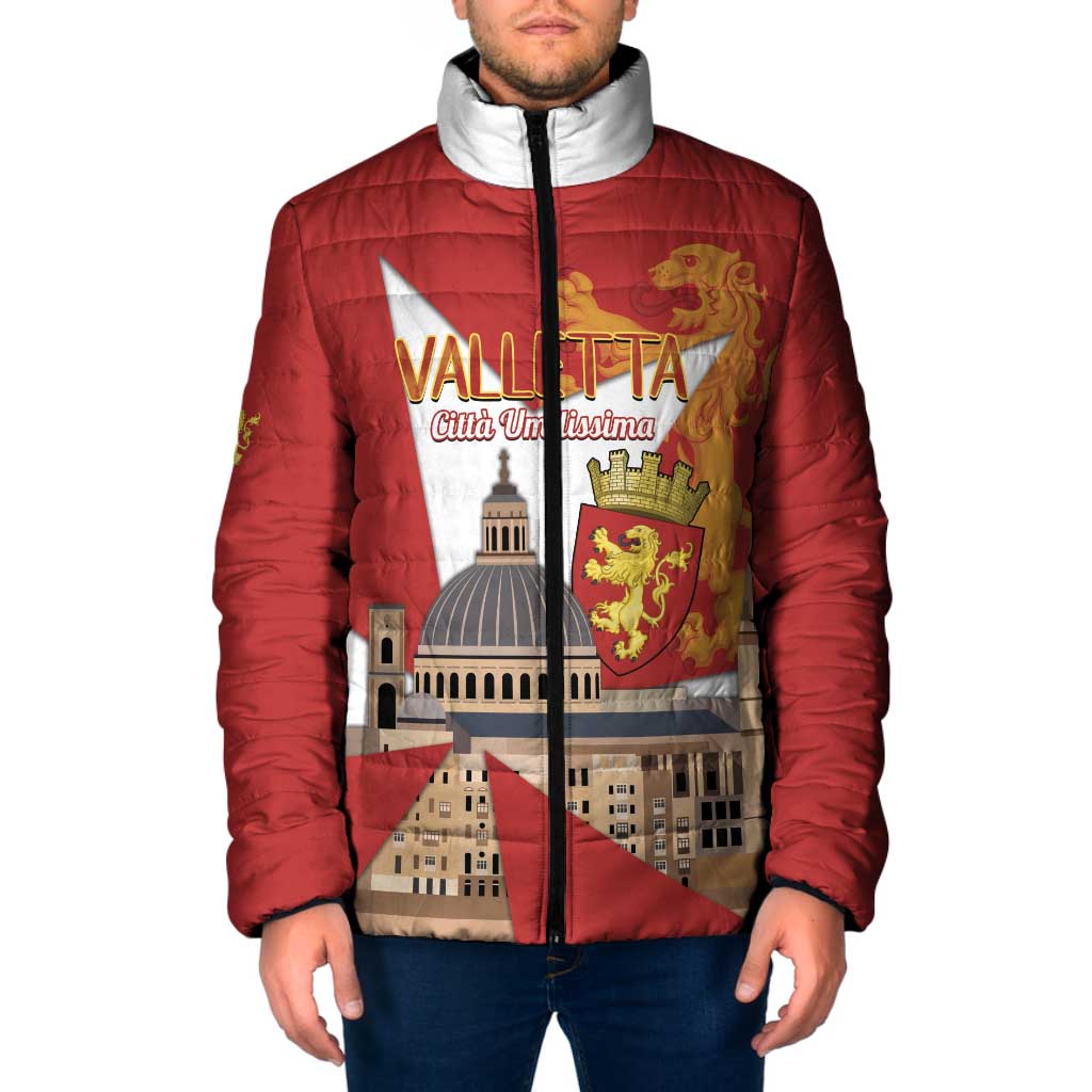 Valletta Malta Padded Jacket Maltese Cross Citta Umilissima - Wonder Print Shop