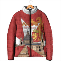 Valletta Malta Padded Jacket Maltese Cross Citta Umilissima - Wonder Print Shop