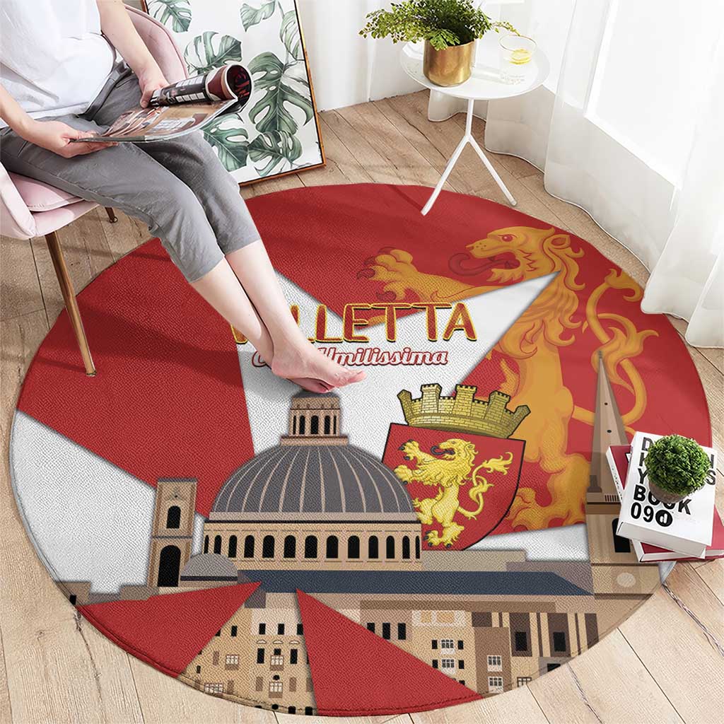 Valletta Malta Round Carpet Maltese Cross Citta Umilissima - Wonder Print Shop