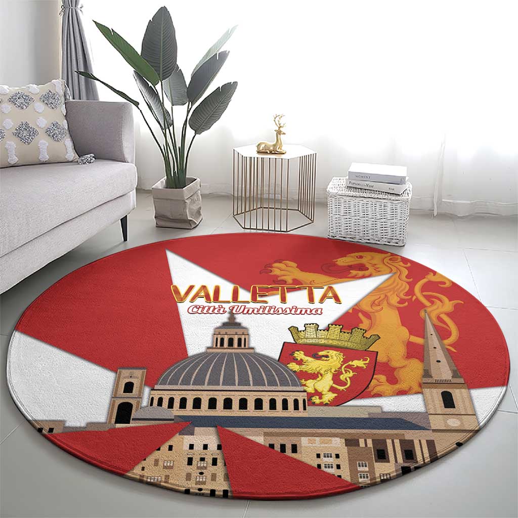 Valletta Malta Round Carpet Maltese Cross Citta Umilissima - Wonder Print Shop