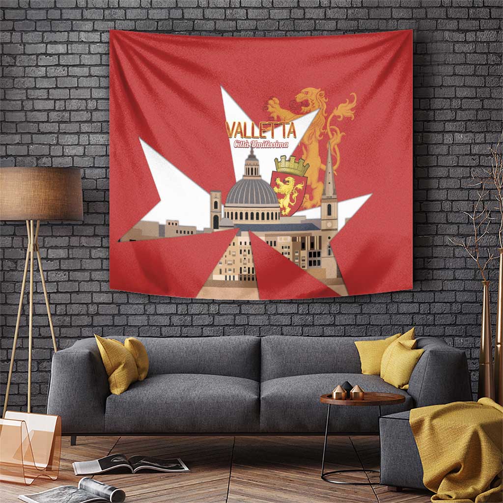Valletta Malta Tapestry Maltese Cross Citta Umilissima - Wonder Print Shop