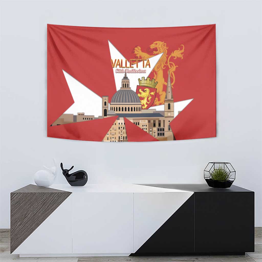 Valletta Malta Tapestry Maltese Cross Citta Umilissima - Wonder Print Shop