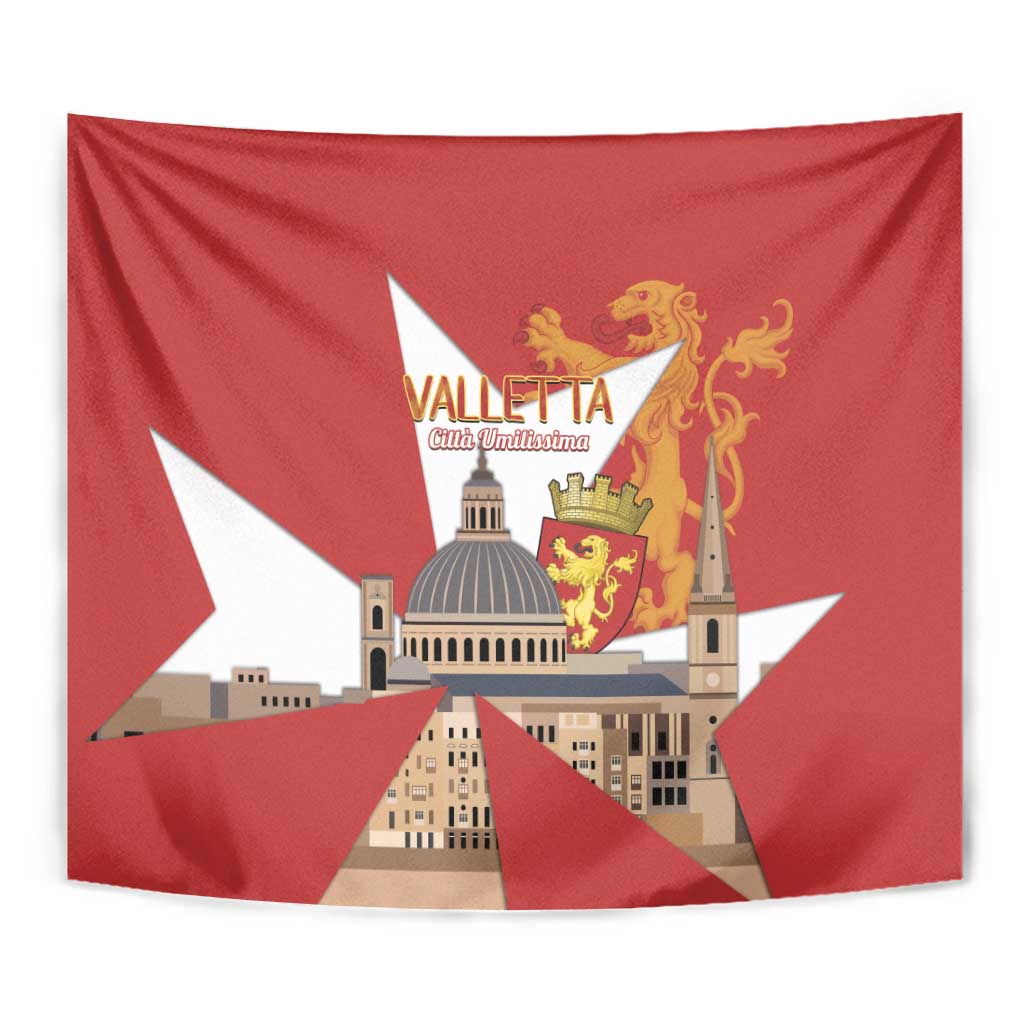 Valletta Malta Tapestry Maltese Cross Citta Umilissima - Wonder Print Shop
