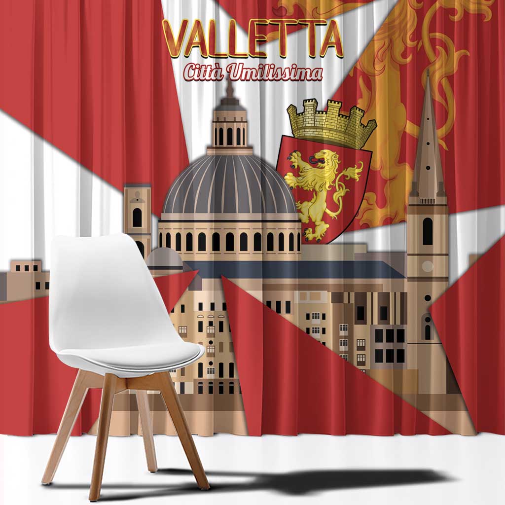 Valletta Malta Window Curtain Maltese Cross Citta Umilissima - Wonder Print Shop