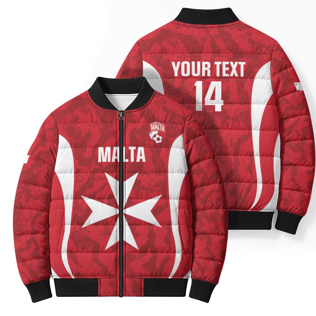 Malta Football Custom Bomber Puffer Jacket Come One Reds - Wonder Print Shop