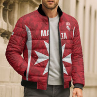 Malta Football Custom Bomber Puffer Jacket Come One Reds - Wonder Print Shop