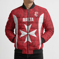 Malta Football Custom Bomber Puffer Jacket Come One Reds - Wonder Print Shop