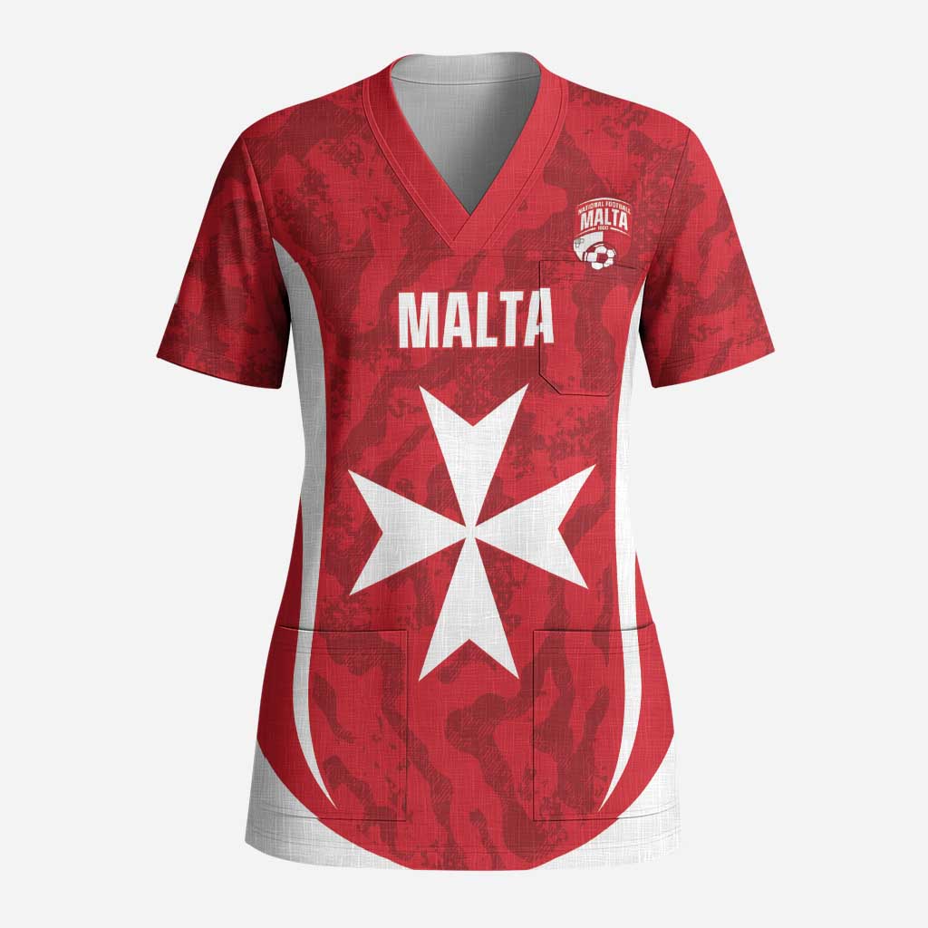 Malta Football Custom Scrub Top Come One Reds - Wonder Print Shop