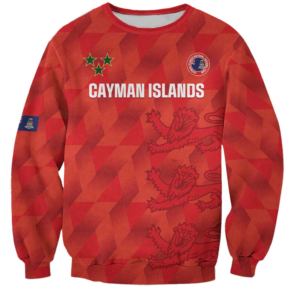 Red unisex football sweatshirt with geometric camo pattern and lion crest front graphic