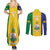 Custom Saint Vincent and the Grenadines Football Couples Matching Summer Maxi Dress and Long Sleeve Button Shirt Go Champions Vincy Heat