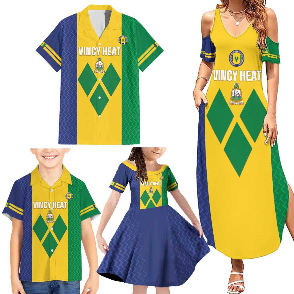 Custom Saint Vincent and the Grenadines Football Family Matching Summer Maxi Dress and Hawaiian Shirt Go Champions Vincy Heat - Wonder Print Shop