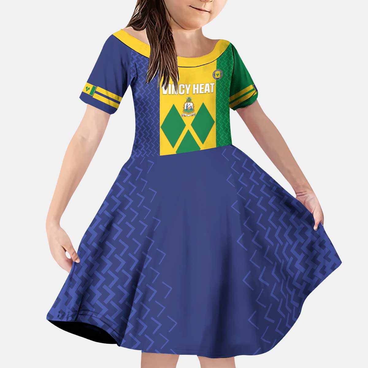 Custom Saint Vincent and the Grenadines Football Kid Short Sleeve Dress Go Champions Vincy Heat - Wonder Print Shop