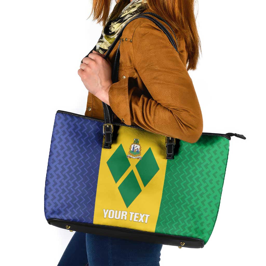 Custom Saint Vincent and the Grenadines Football Leather Tote Bag Go Champions Vincy Heat