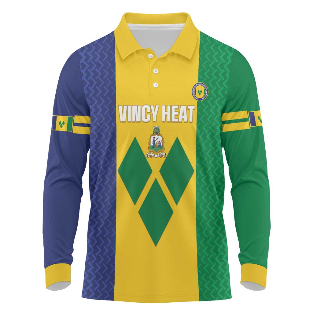 Custom Saint Vincent and the Grenadines Football Long Sleeve Polo Shirt Go Champions Vincy Heat - Wonder Print Shop