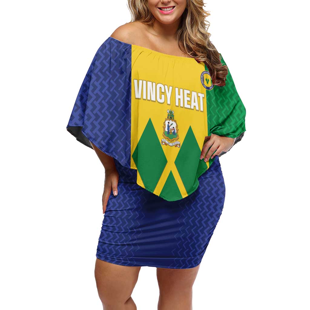 Custom Saint Vincent and the Grenadines Football Off Shoulder Short Dress Go Champions Vincy Heat - Wonder Print Shop