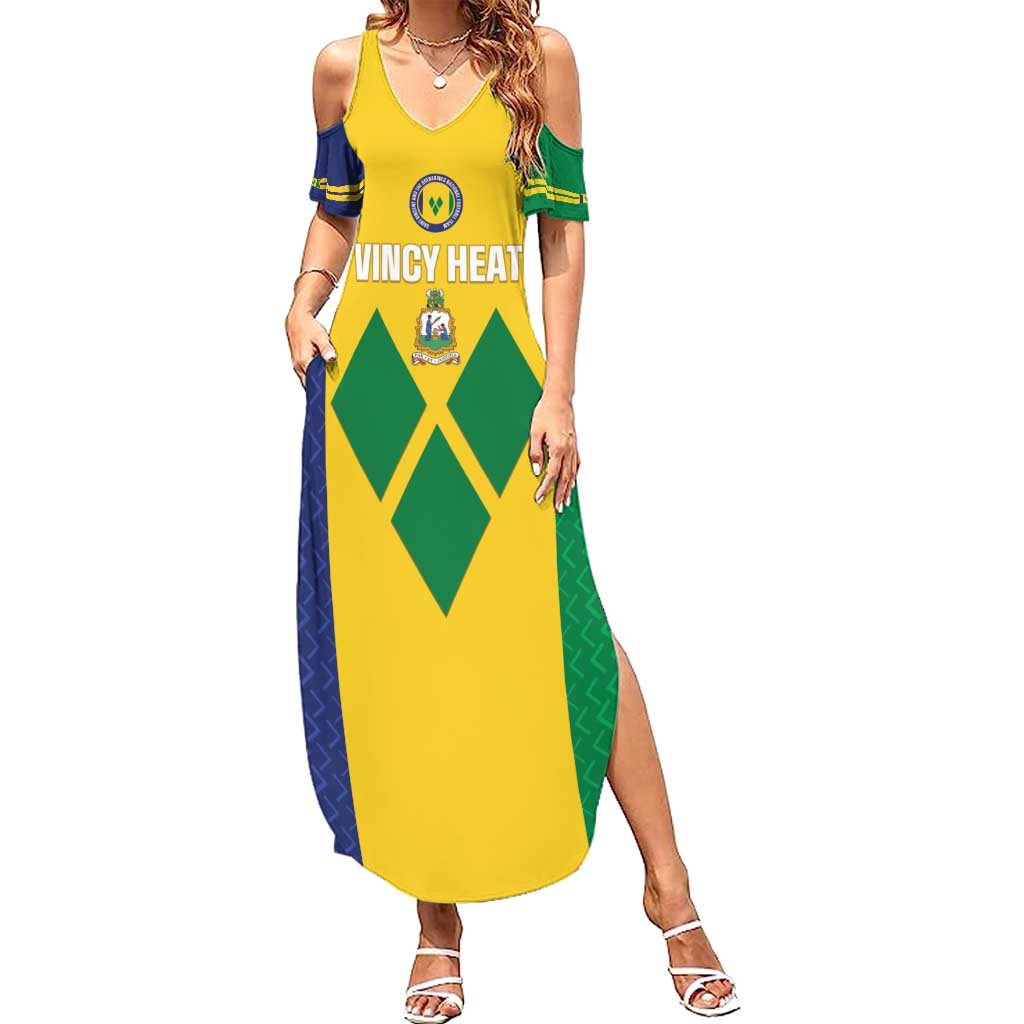 Custom Saint Vincent and the Grenadines Football Summer Maxi Dress Go Champions Vincy Heat - Wonder Print Shop