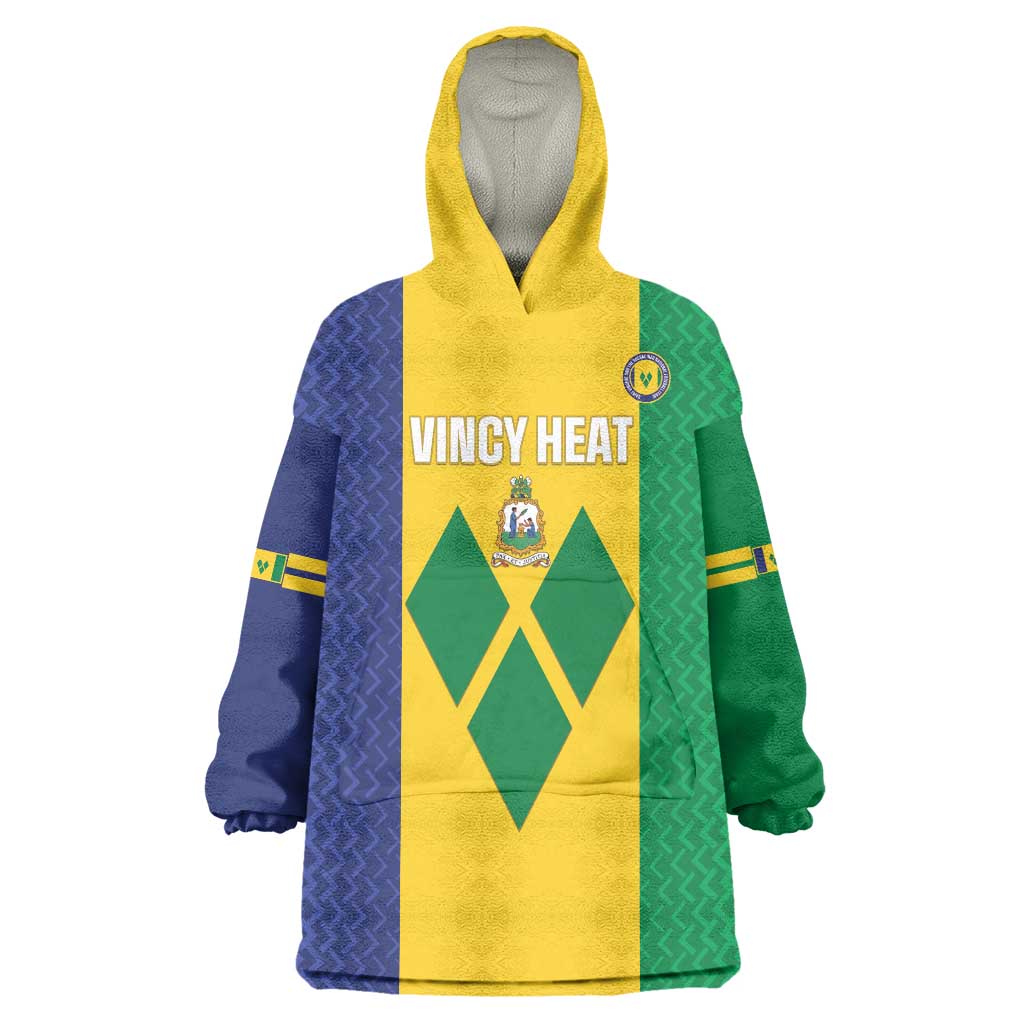 Custom Saint Vincent and the Grenadines Football Wearable Blanket Hoodie Go Champions Vincy Heat