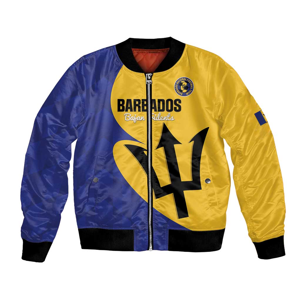 Custom Barbados Football Bomber Jacket Go Champions Bajan Tridents - Wonder Print Shop