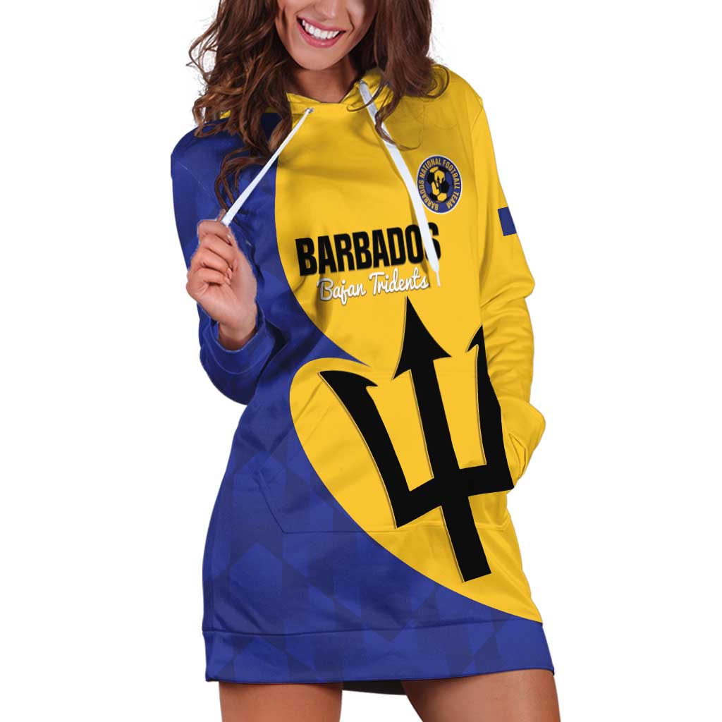 Custom Barbados Football Hoodie Dress Go Champions Bajan Tridents - Wonder Print Shop