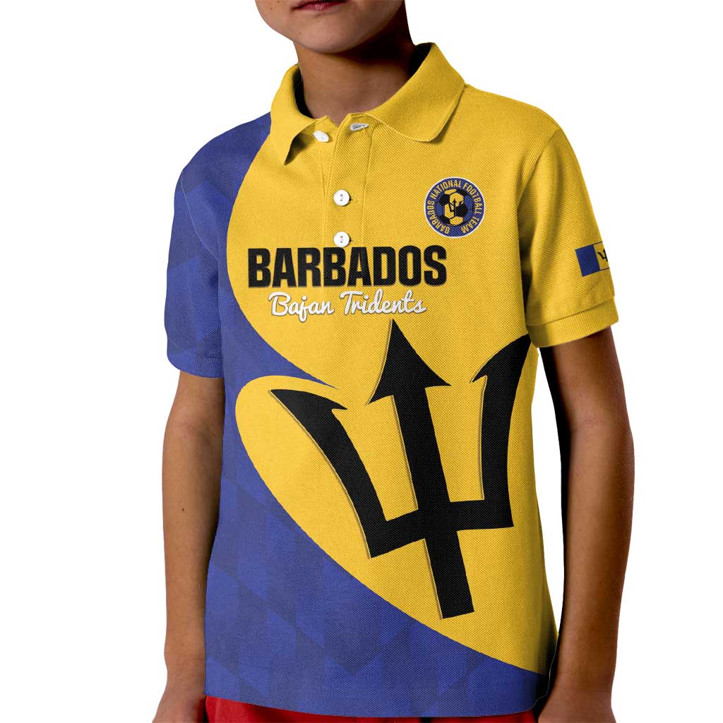 Custom Barbados Football Kid Polo Shirt Go Champions Bajan Tridents - Wonder Print Shop