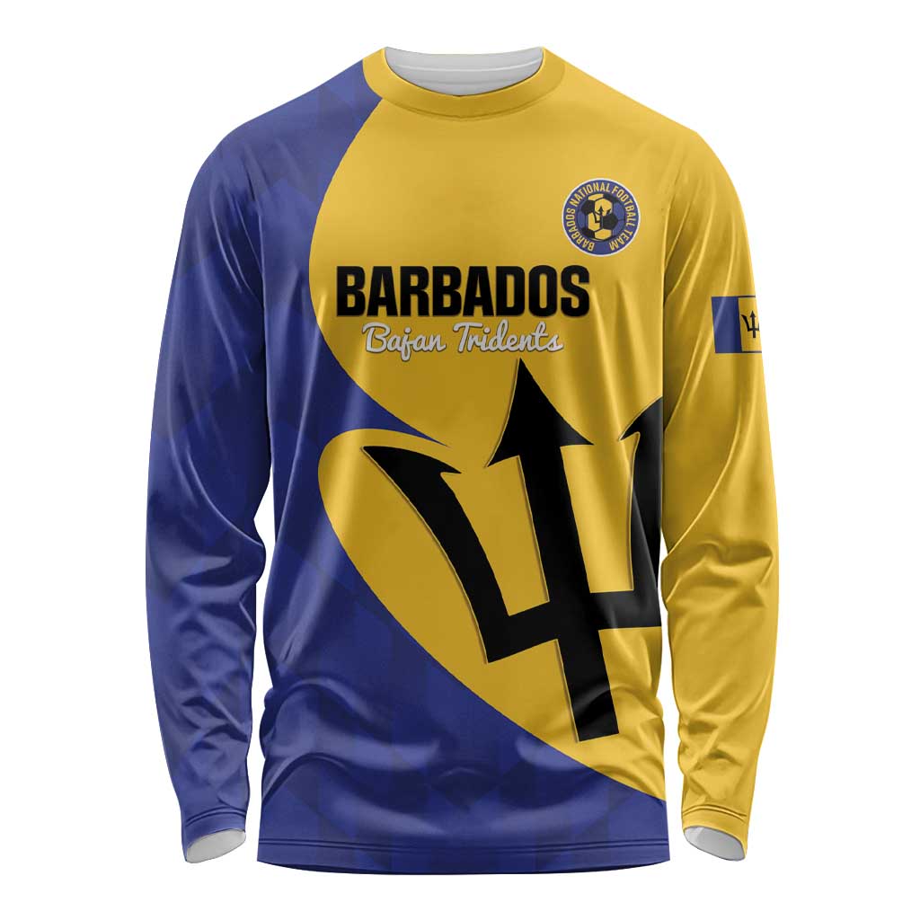 Custom Barbados Football Long Sleeve Shirt Go Champions Bajan Tridents - Wonder Print Shop