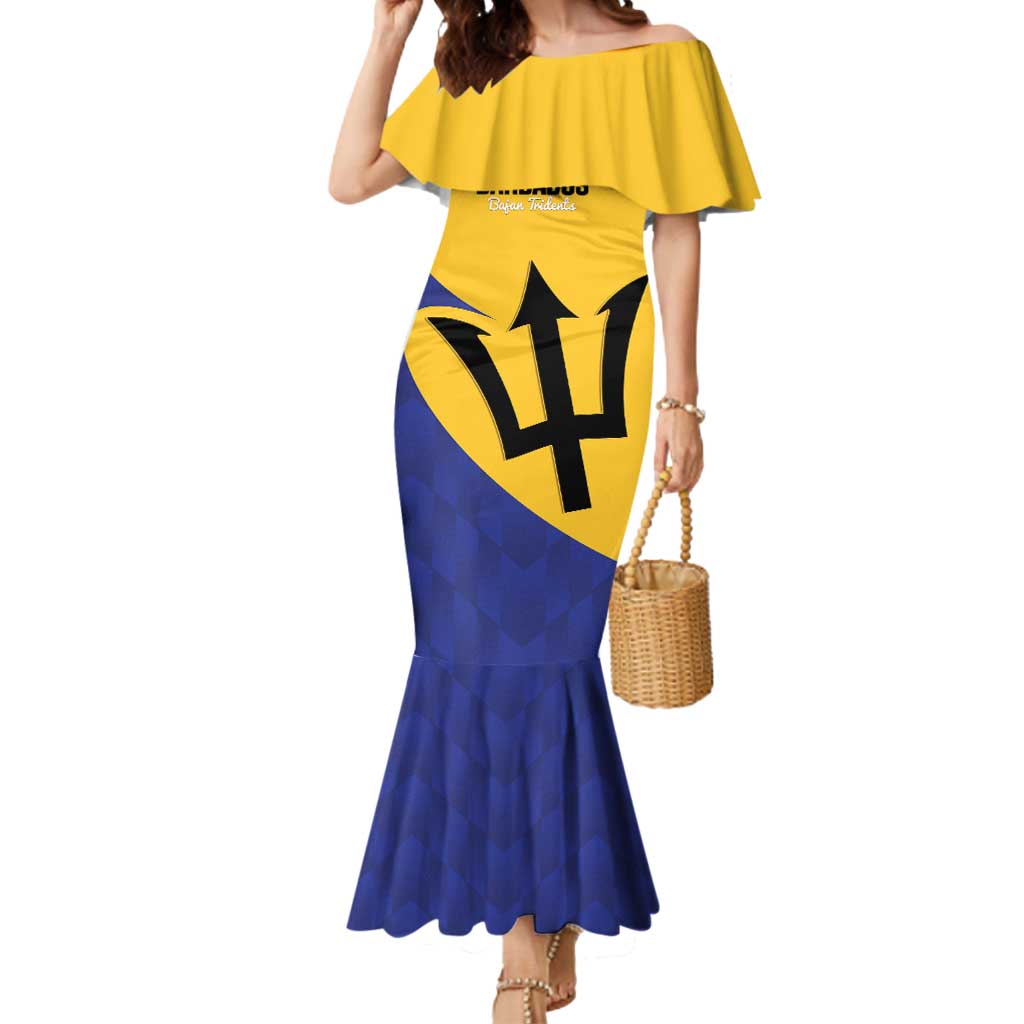 Custom Barbados Football Mermaid Dress Go Champions Bajan Tridents - Wonder Print Shop